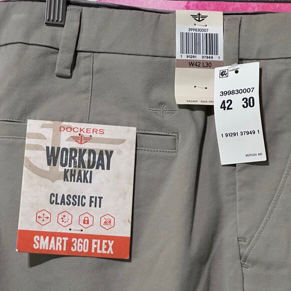 Mens Dockers Straight Workday Khaki Stretch Pants 36X32 Smart 360 Flex Tan NWT - Picture 2 of 5